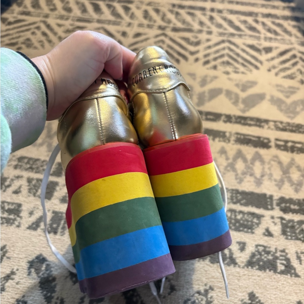 Current Mood Pride Gold Platform Rainbow-Stripe Women’s Sneakers - Picture 4 of 6